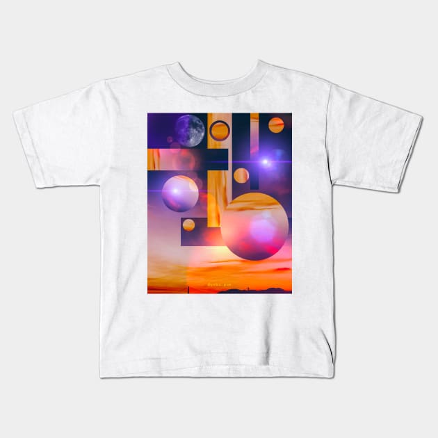 Sunset Illusion Kids T-Shirt by Yokipon Art